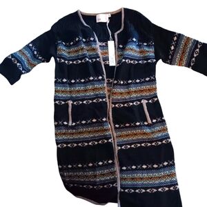 Yoon Women's Sweater Black Printed  3/4 Sleeve Cardigan Size M